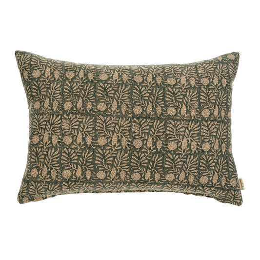 Deep Sea Tulsi Block Print Lumbar Pillow