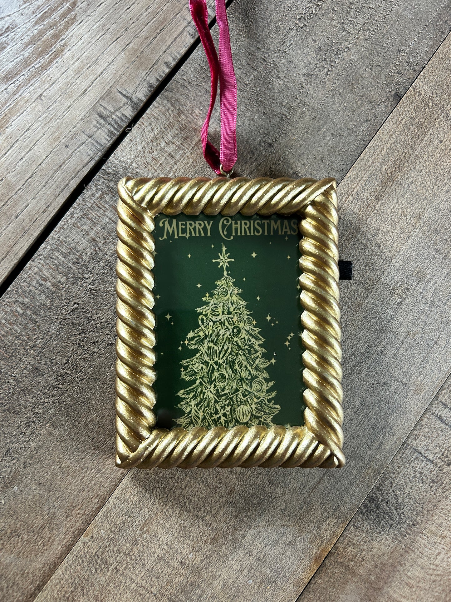 Merry Christmas Gold Framed Ornament