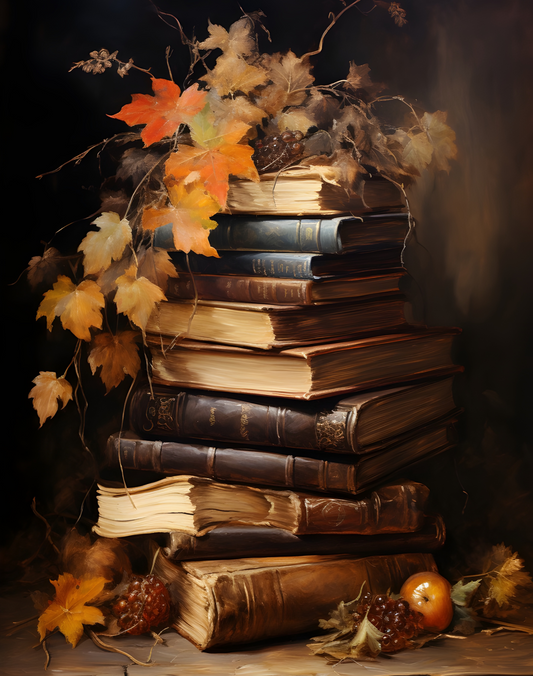 Fall Bookstack Print (no frame)- PREORDER Arriving Friday