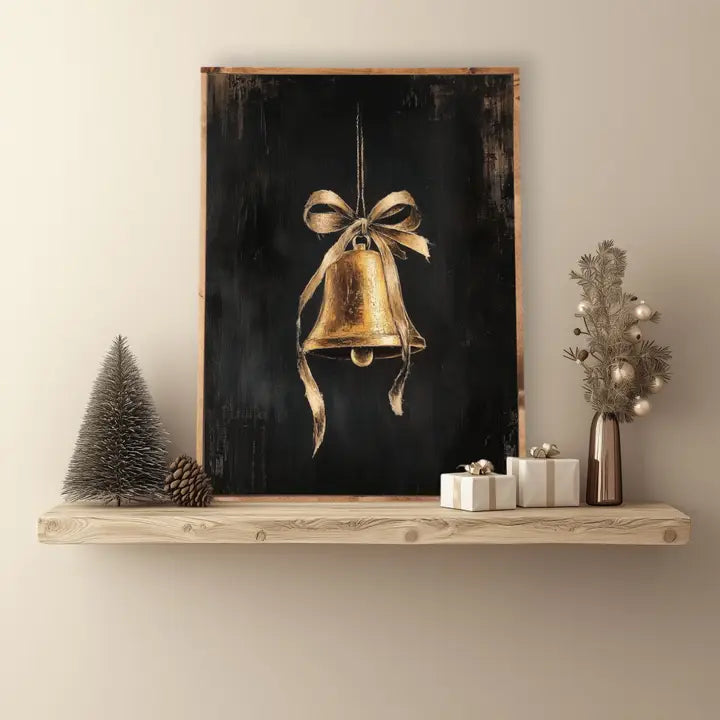 Vintage Christmas Bell Framed Canvas