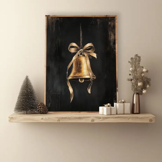 Vintage Christmas Bell Framed Canvas