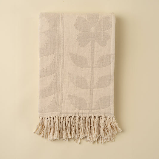 Light Grey & Cream Daisy Days Throw Blanket