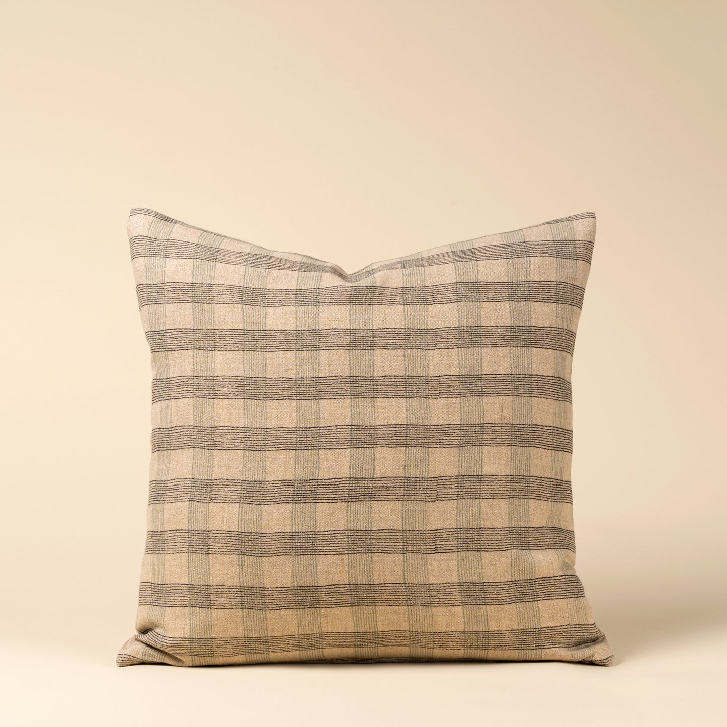 Plaid Block Linen Print Pillow