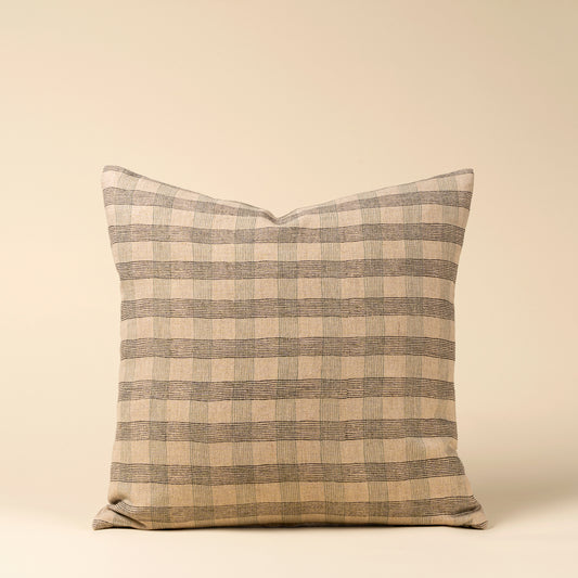 Plaid Block Linen Print Pillow