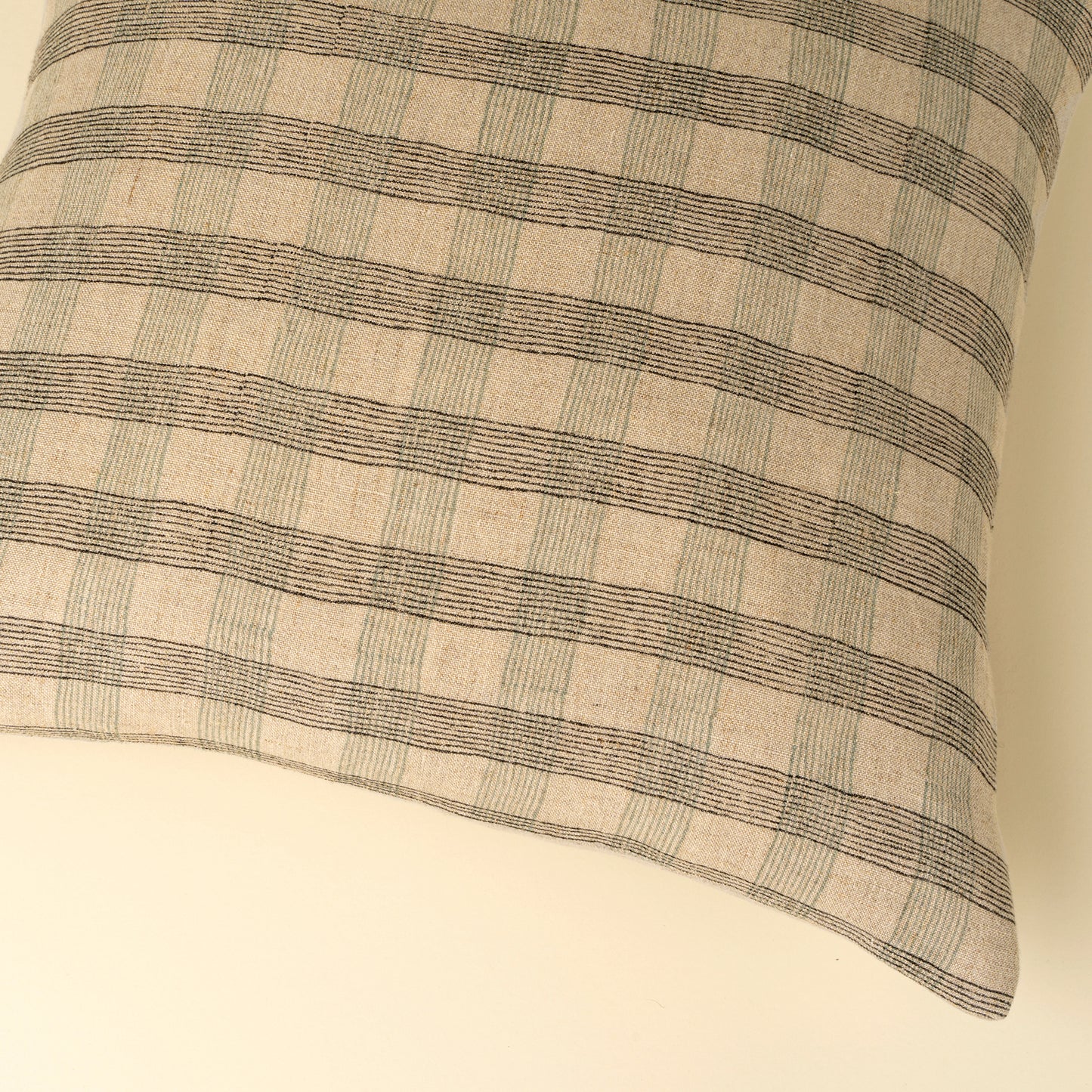 Plaid Block Linen Print Pillow