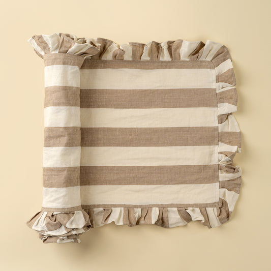 Beige Thick Stripe Table Runner- 112"
