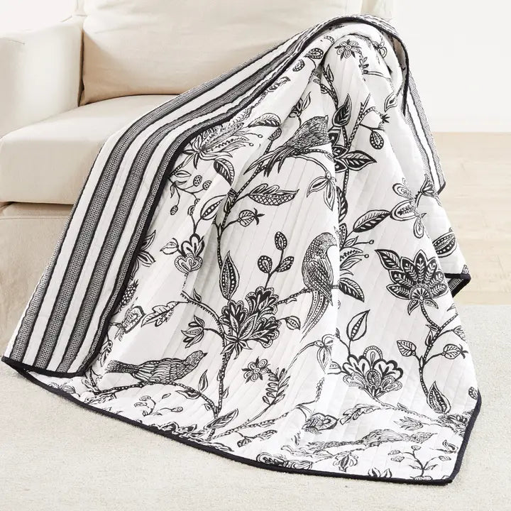 Black & White Quilted Throw Blanket