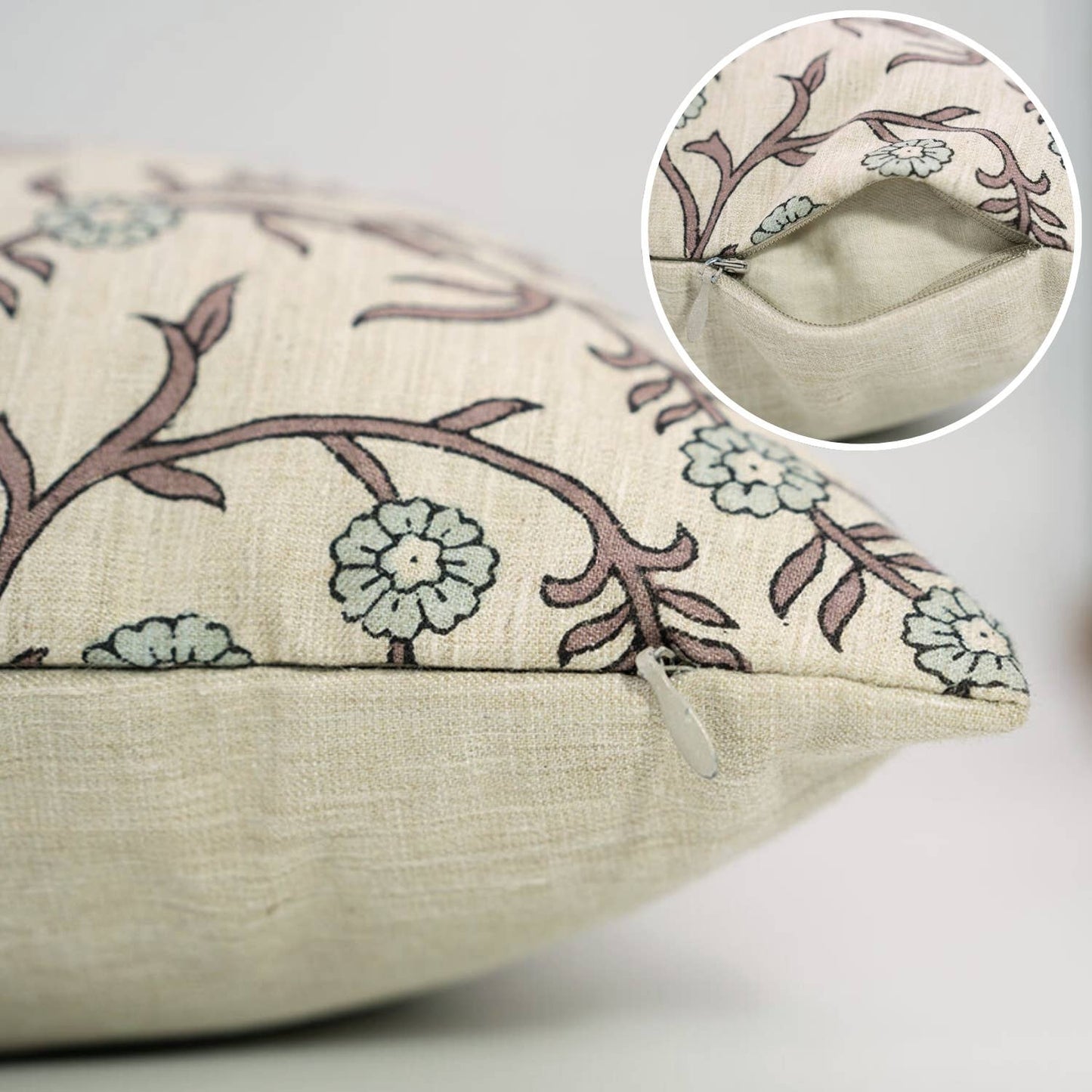 Stella Block Print Linen Blend Pillow Cover-18X18