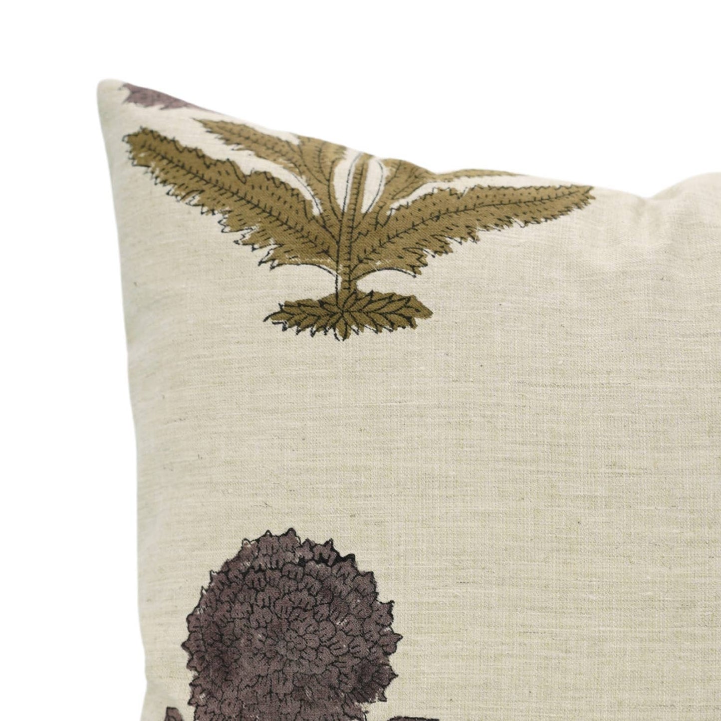 Plum Bold Crafted Block Print Linen Blend Pillow Cover - 18 x 18