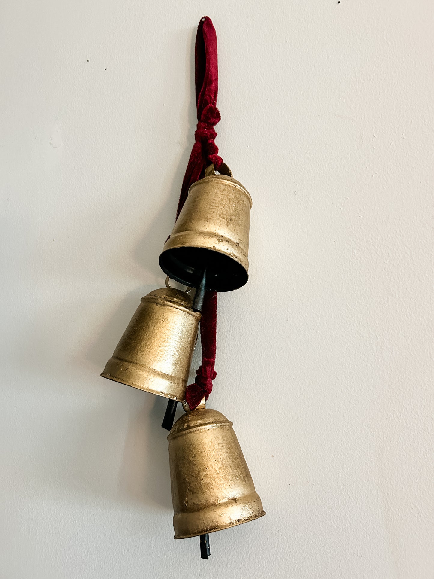 Antiqued Burgundy Bell Hanging Trio