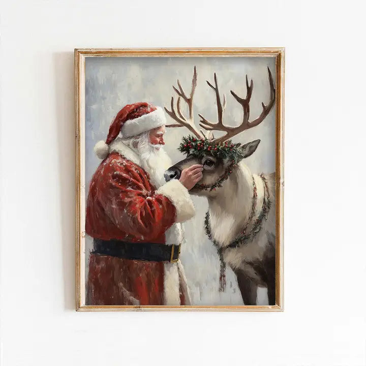 Dasher & Santa Art Print (no frame)