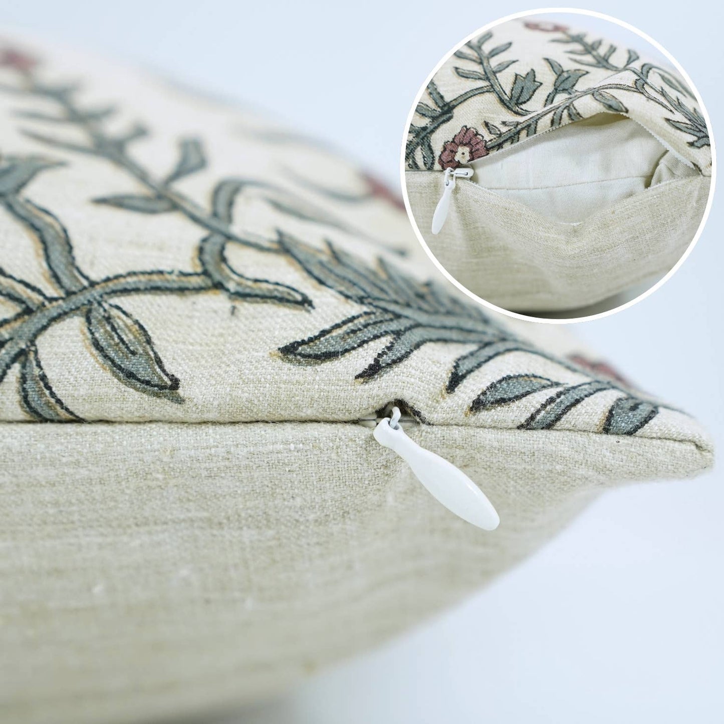 Louisa Block Print Linen Blend Pillow Cover - 18X18