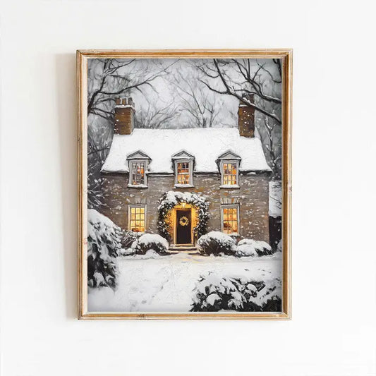 Winter Cottage Art Print (no frame)