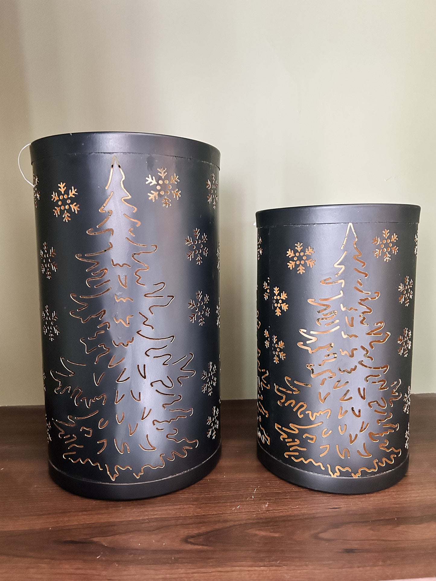 Black & Copper Tree Lanterns Assorted