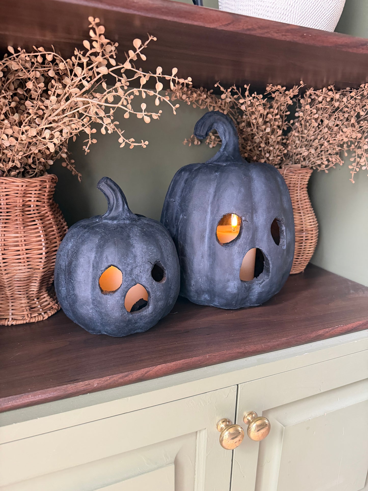 Large Black Ghost Terracotta Pumpkin- Best seller!