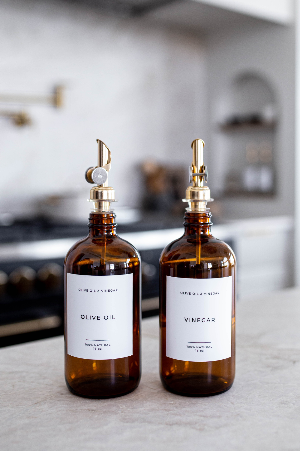 Glass Dispenser Amber Olive Oil & Vinegar Refillable Bottles: Olive Oil