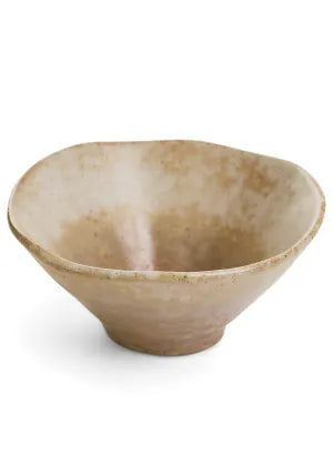 Small Antiqued Beige Stoneware Bowl