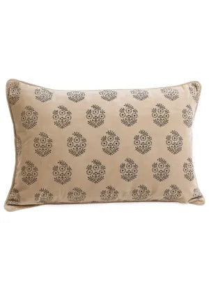 Velvet Block Print Lumbar Pillow