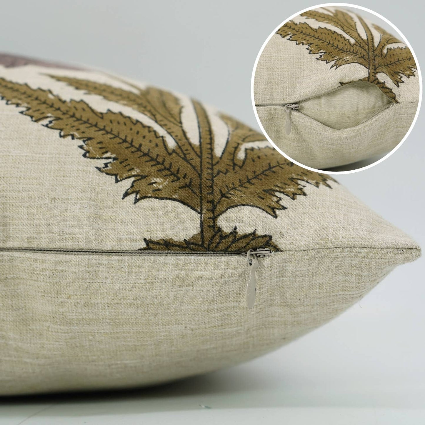 Plum Bold Crafted Block Print Linen Blend Pillow Cover - 18 x 18