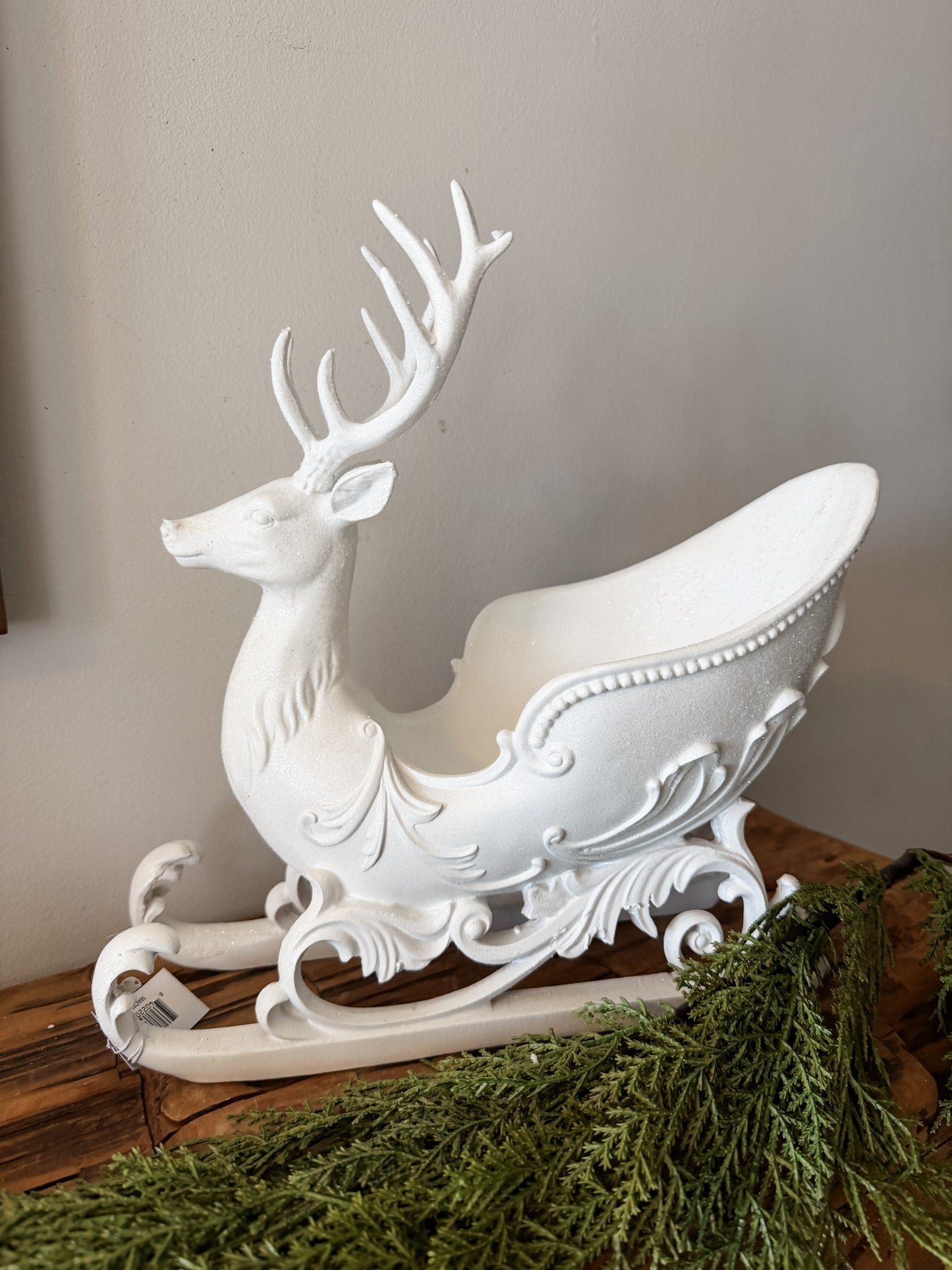 Glittered White Deer Bust Sleigh