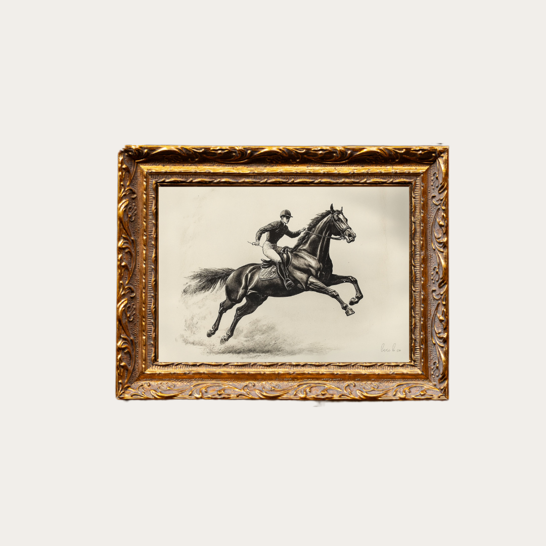 Cavalier Horse Sketch | Brass Inspired Gold Art: 5x7