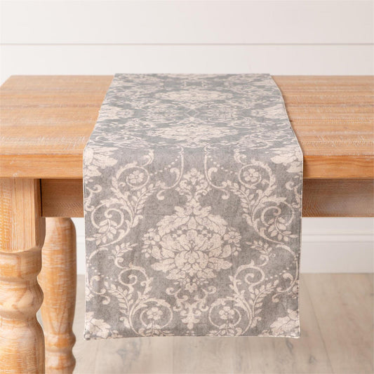 Vintage Inspired Dusty Blue Print Table Runner