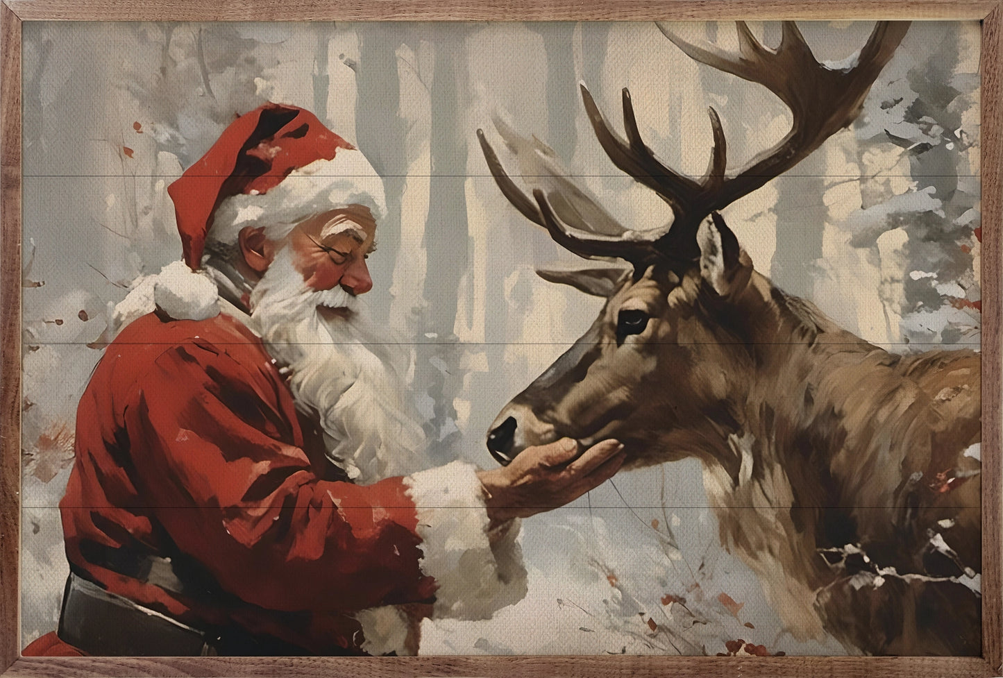 Santa and Comet Wood Art Print- 16" x 10"