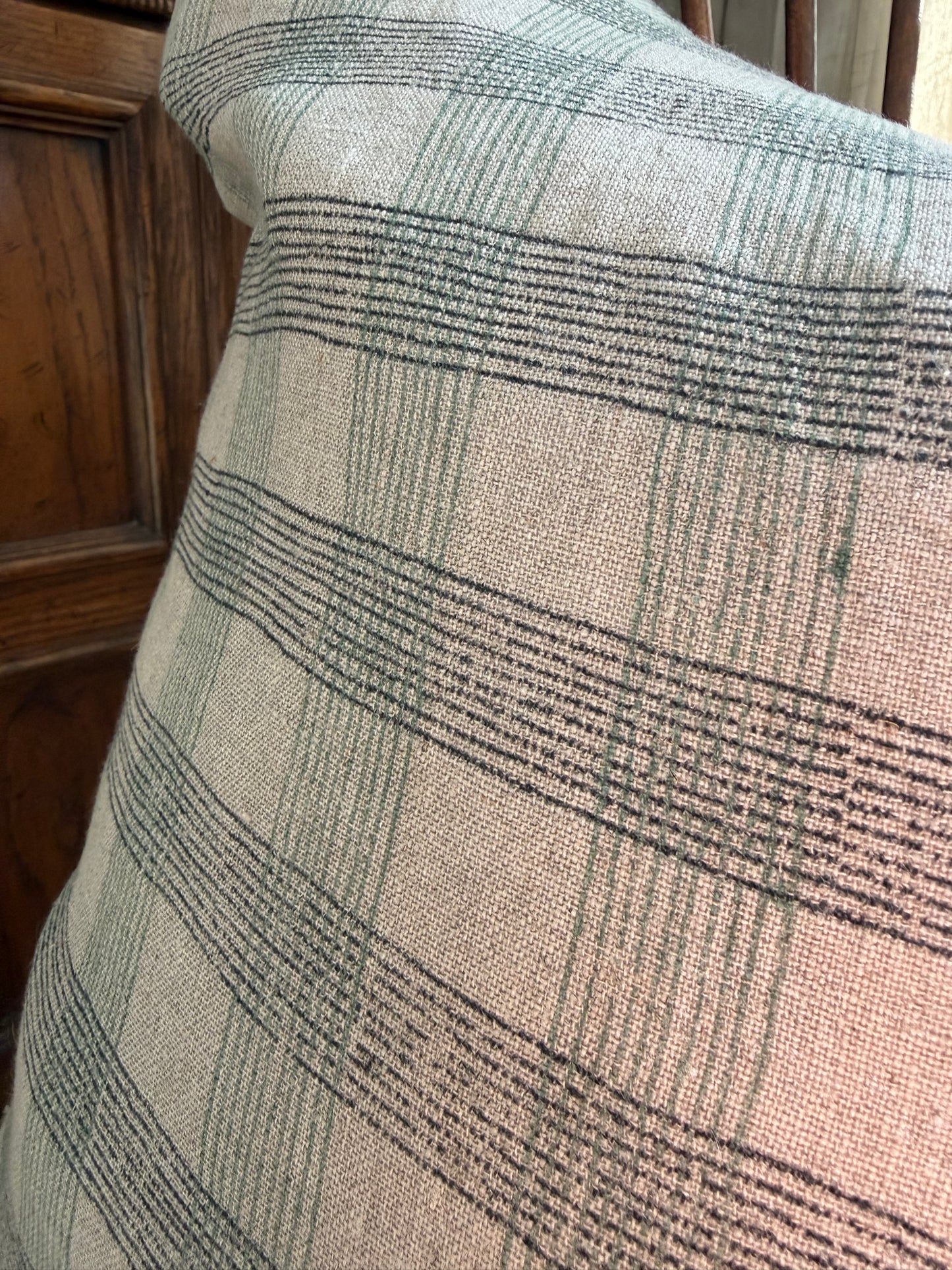 Plaid Block Linen Print Pillow