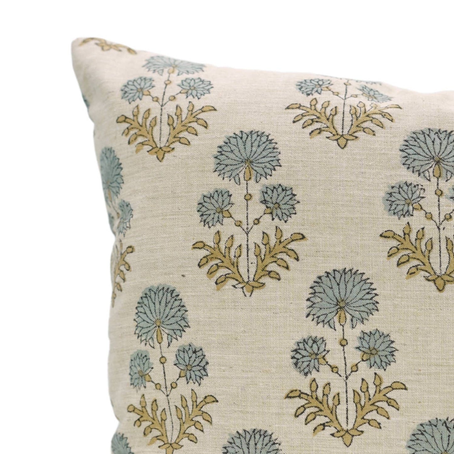 Goldie Block Print Linen Blend Pillow Cover - 18X18