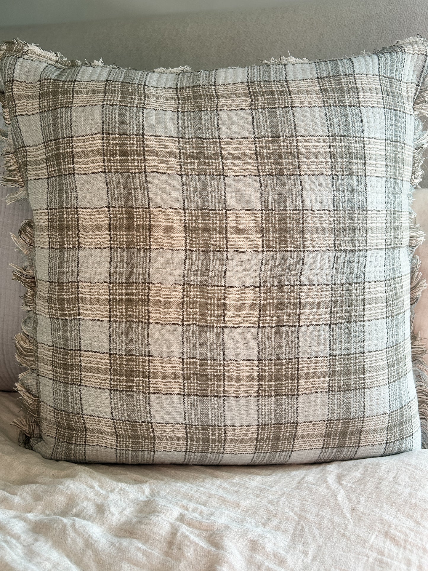 Blue & Sage Plaid Pillow