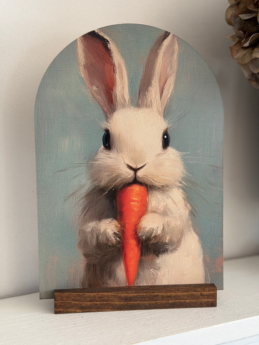 Adorable Bunny Arch Art with Stand