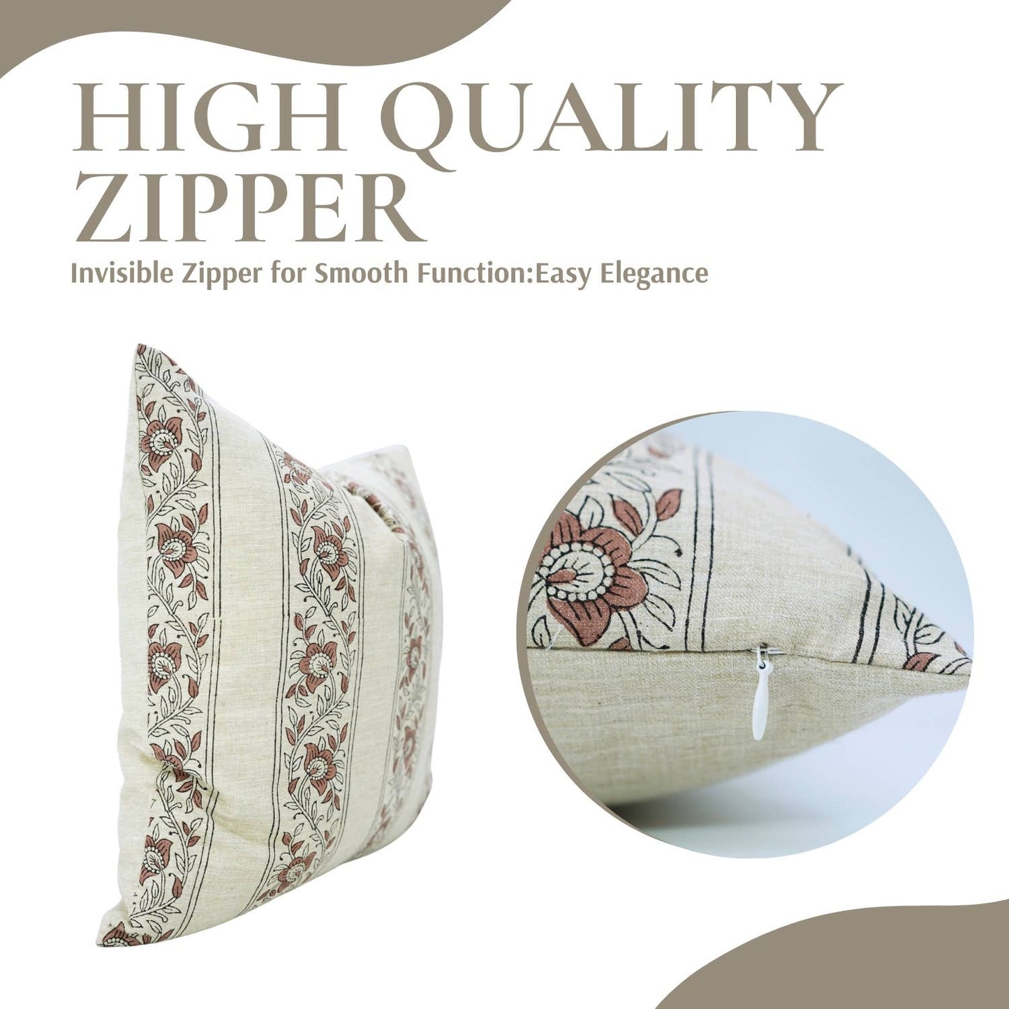 Ashton Block Print Linen Blend Pillow Cover - 18X18