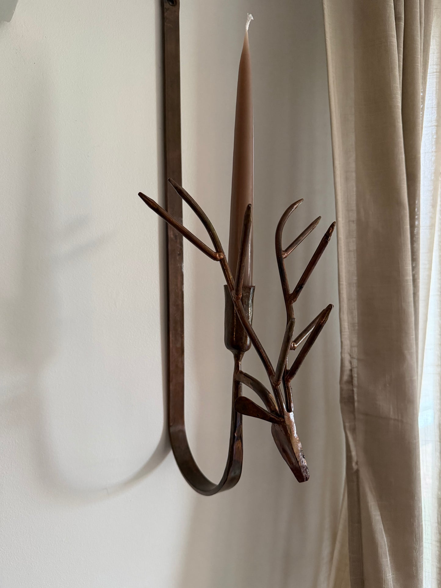 Rustic Brown Iron Reindeer Taper Holder (Sold individually)