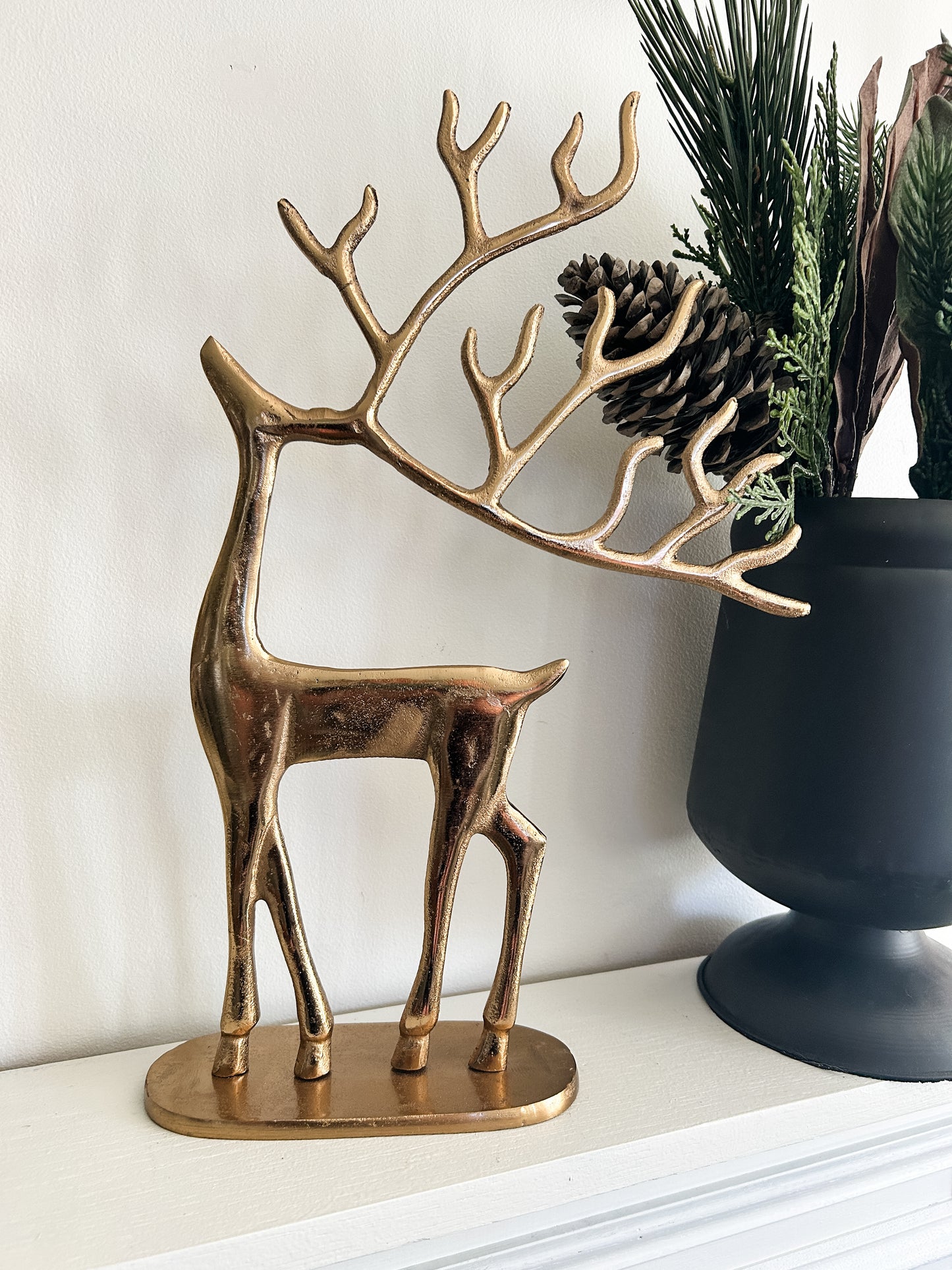 Large Gold Whimsical Antler Deer