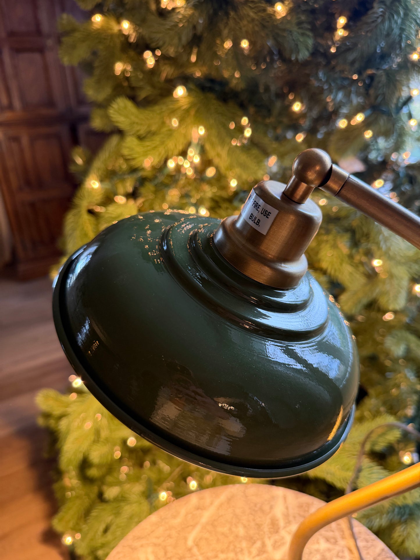 Green Enamel & Brass Lamp