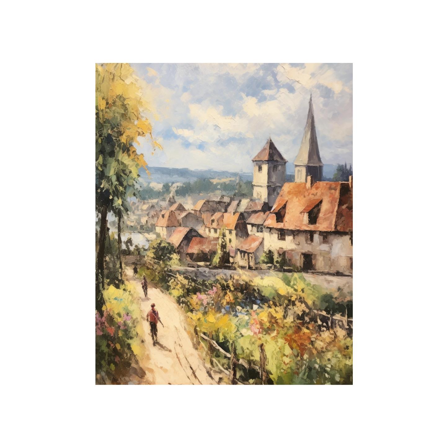 Village Stroll Vintage Art Print (no frame)