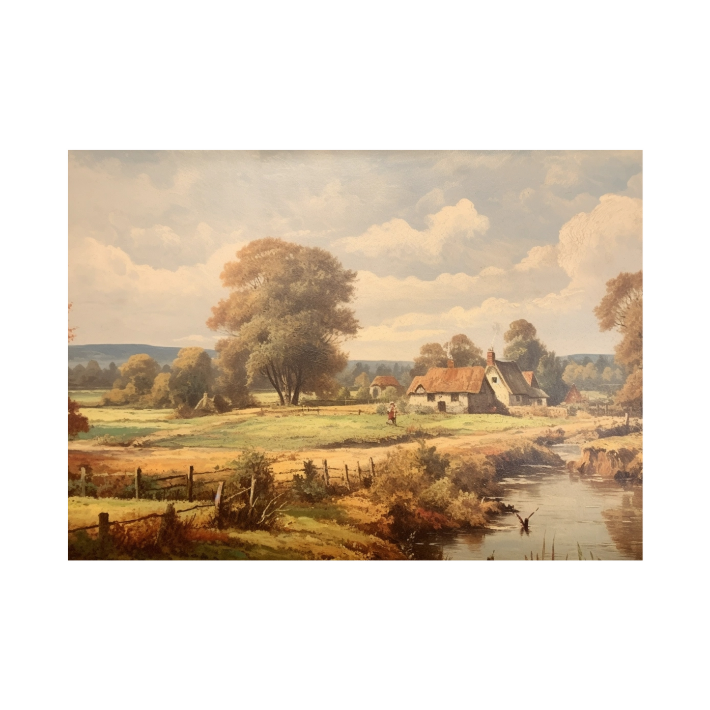 Countryside Landscape Vintage Print (no frame)