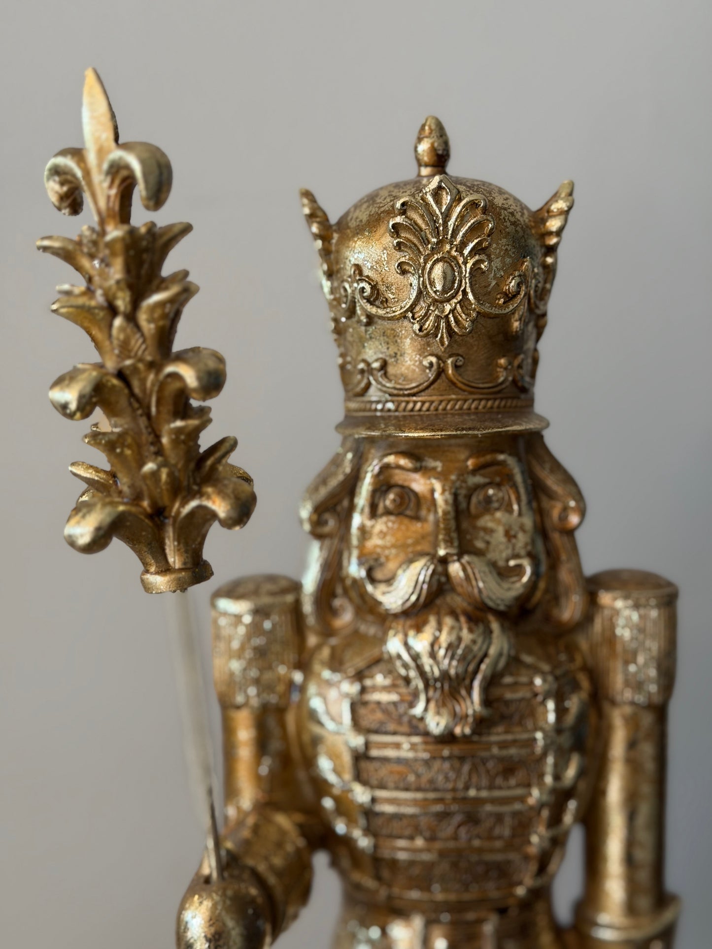 Small Gold Nutcracker with Pinecone Staff