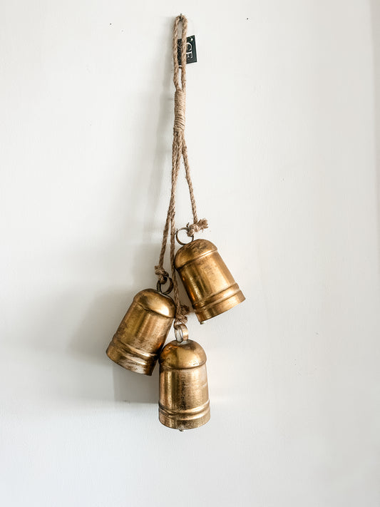 Gold Cylinder Bell Trio Hanger