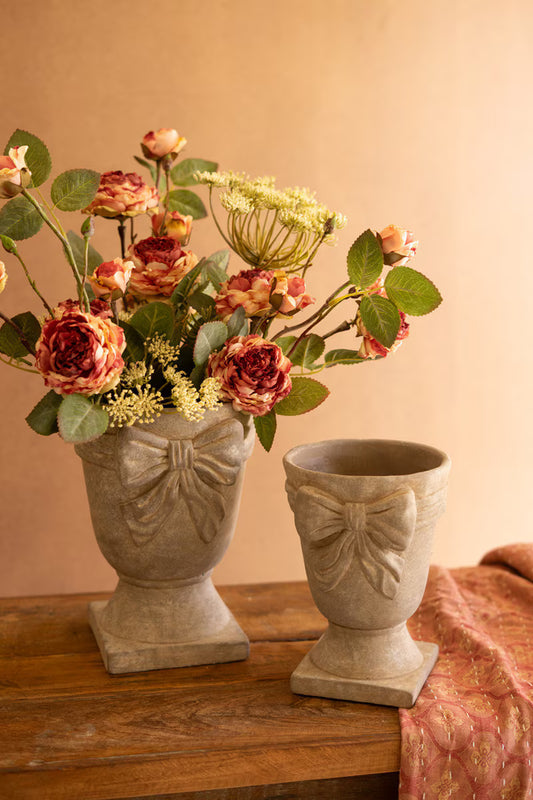Concrete Urns with Bow Assorted Sizes