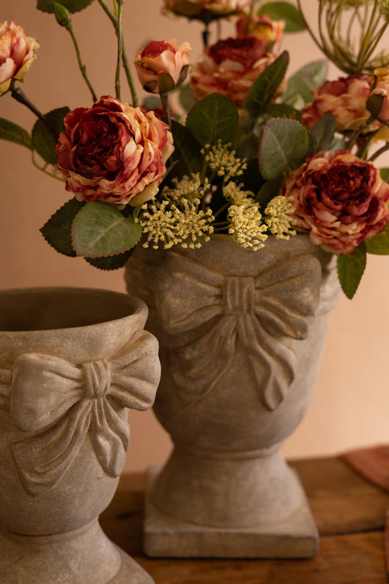 Concrete Urns with Bow Assorted Sizes