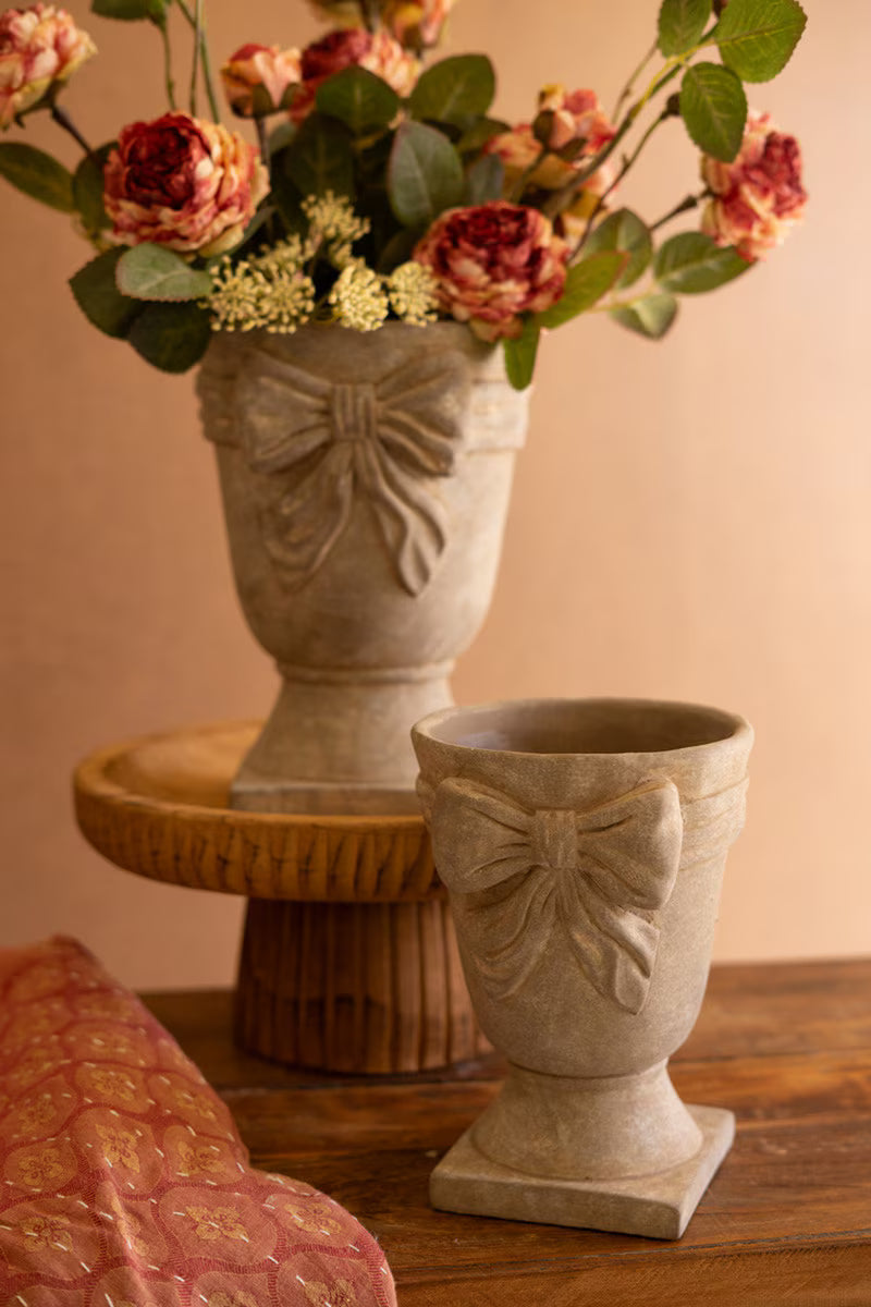 Concrete Urns with Bow Assorted Sizes
