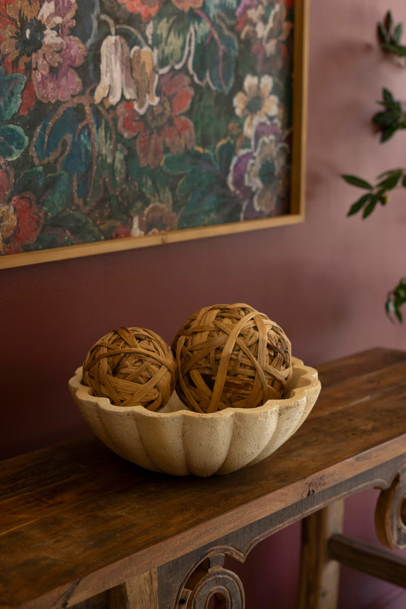 Faux Travertine Ruffled Bowl