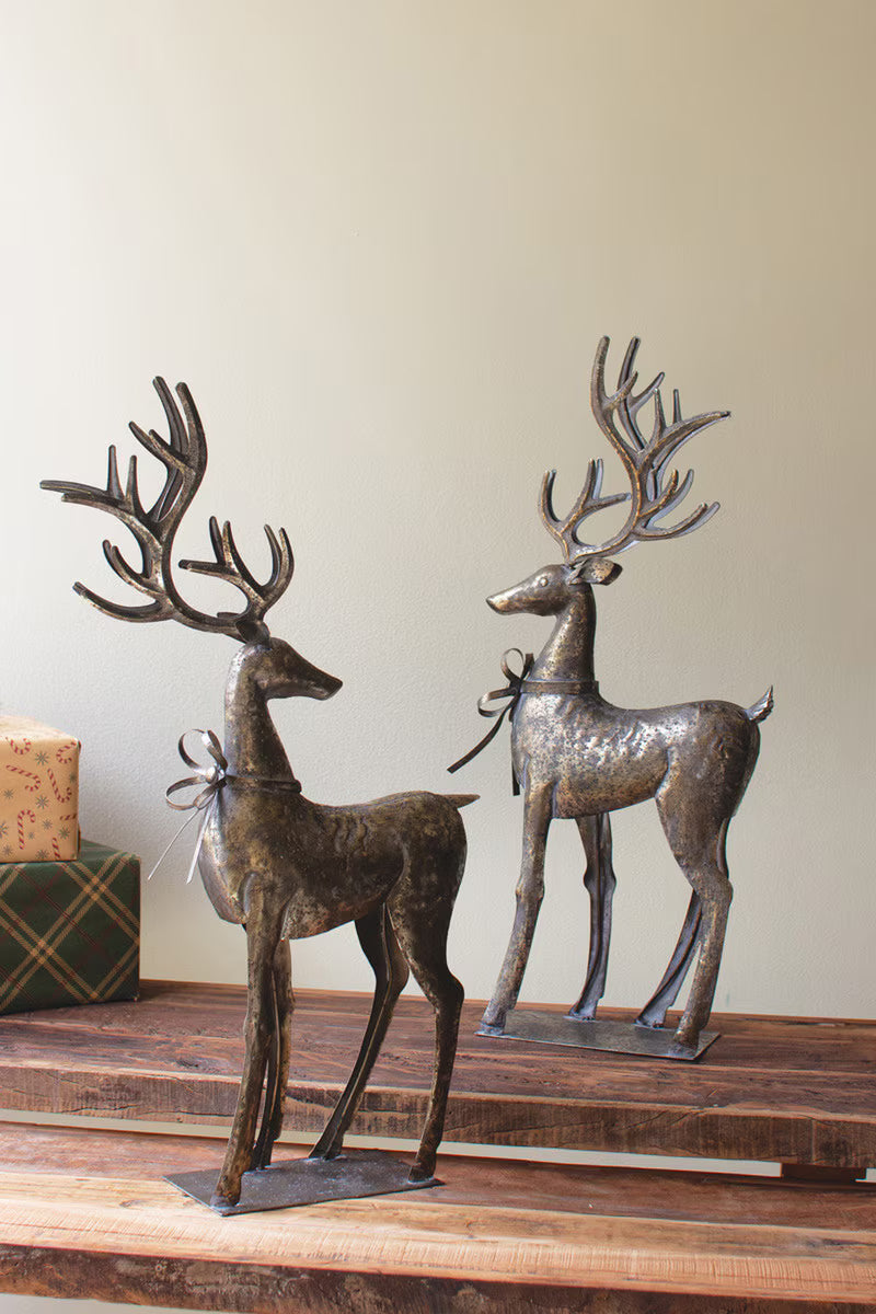 Rustic Galvanized Metal Oversized Reindeer Assorted