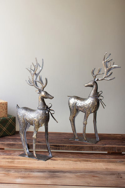 Rustic Galvanized Metal Oversized Reindeer Assorted