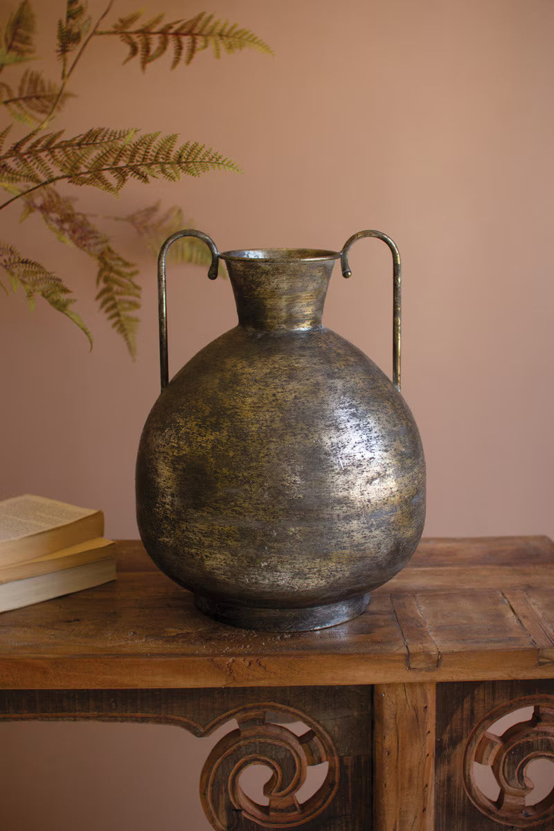Rustic Metal Two Handle Urn