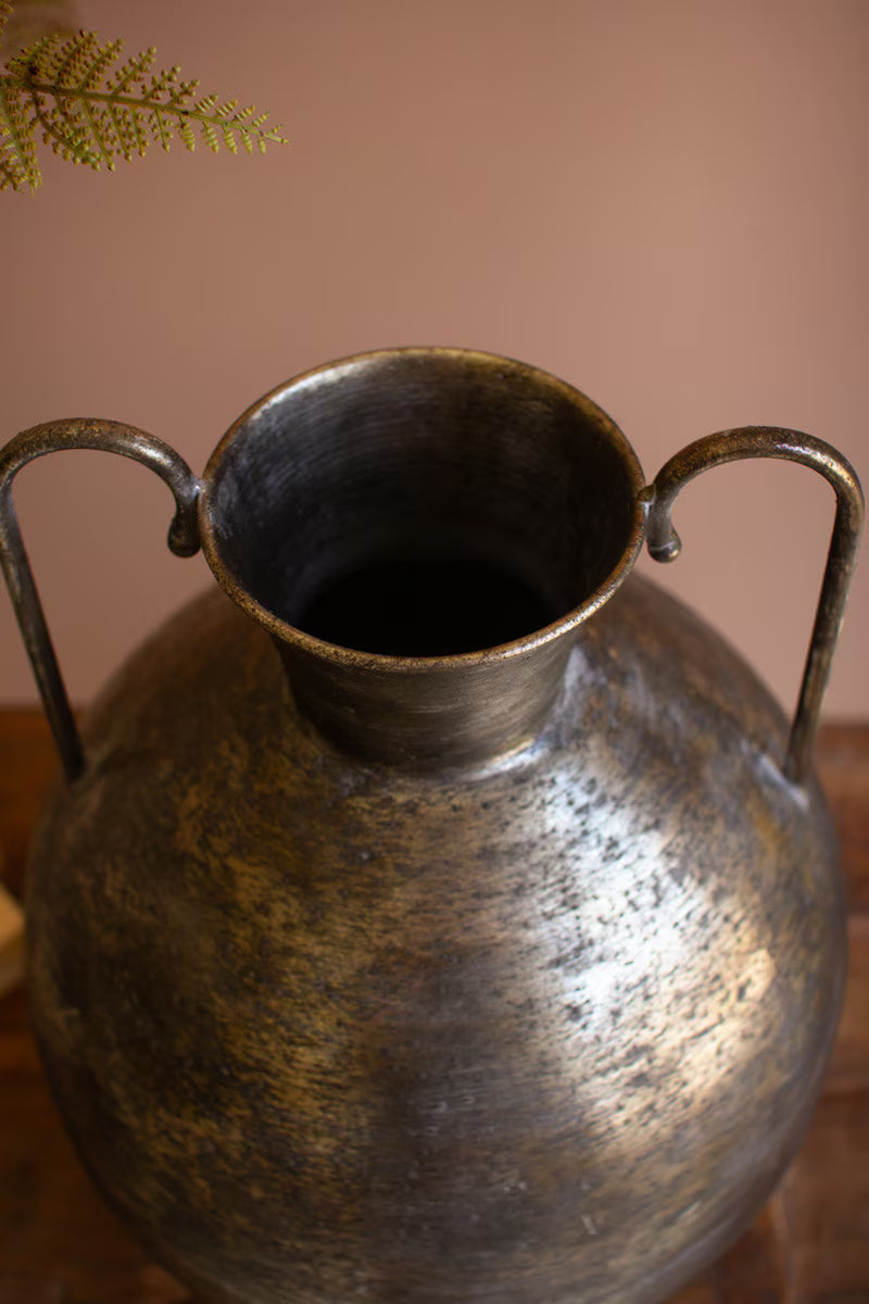 Rustic Metal Two Handle Urn