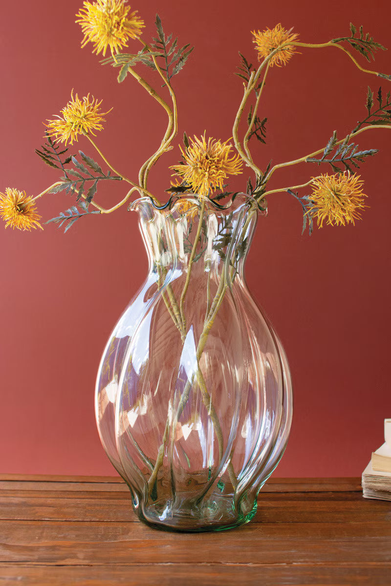 Glass Melon Ruffled Edge Vase