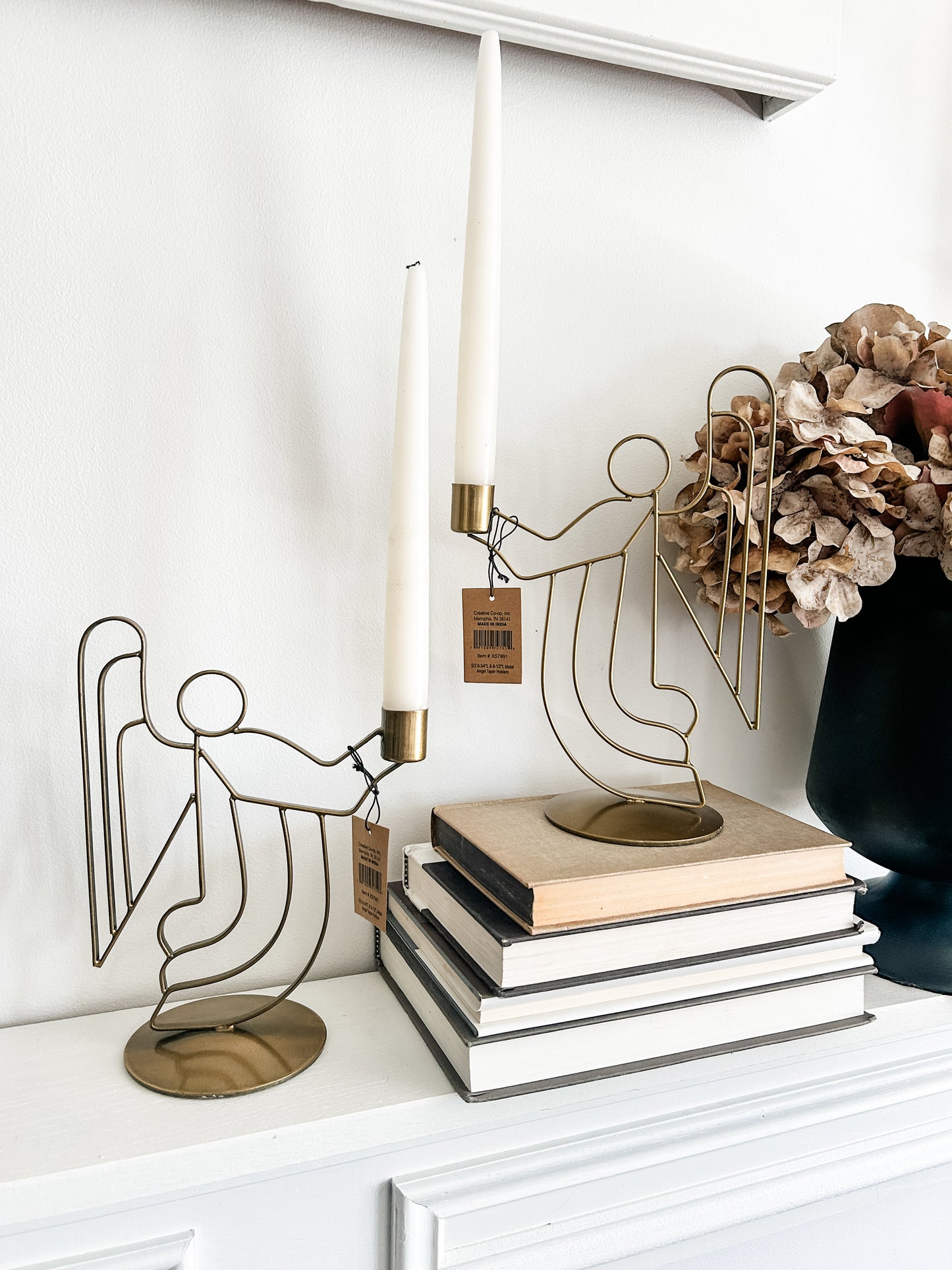 Antique Brass Angel Taper Holders- Assorted Sizes