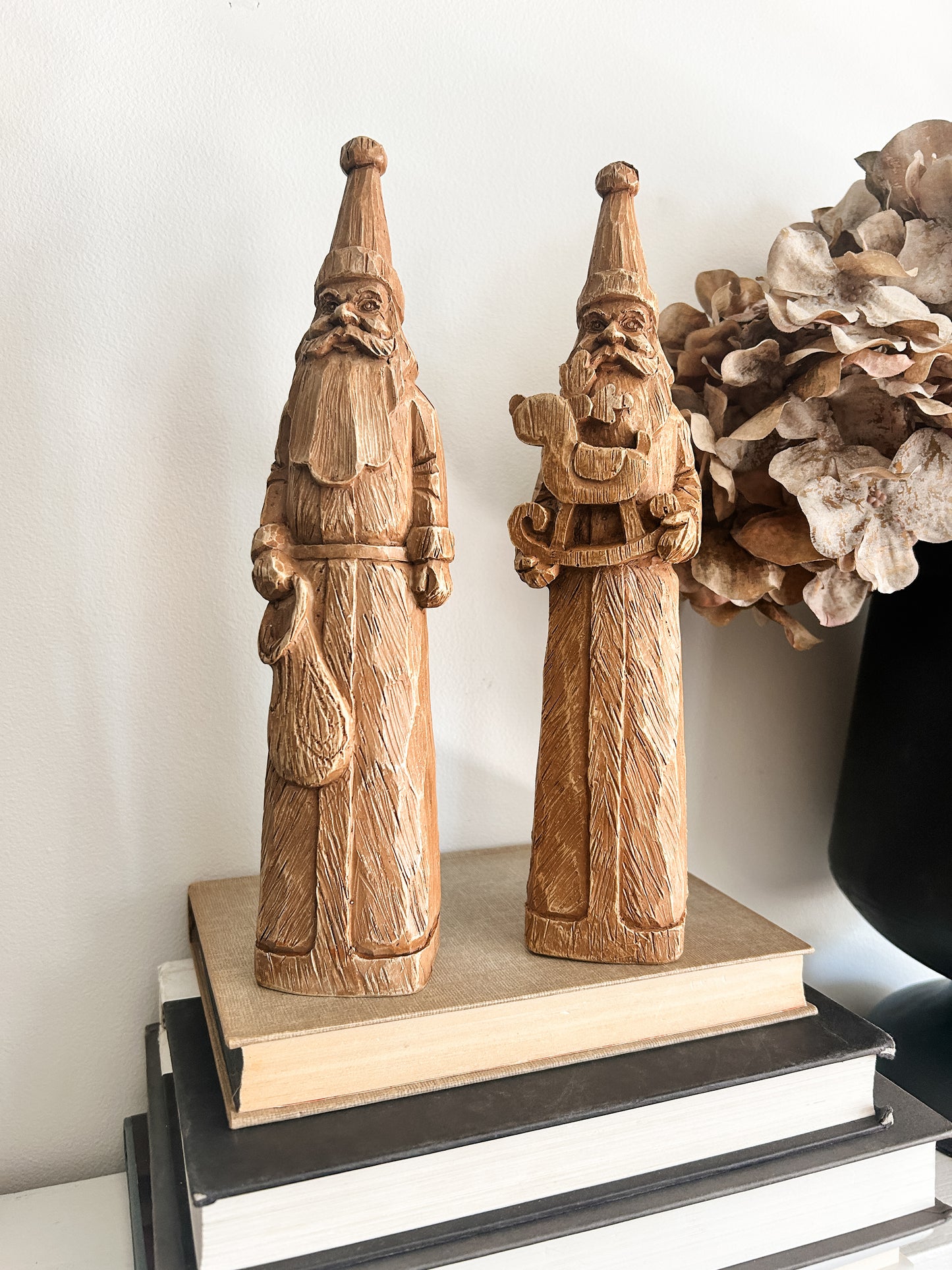 Wood Look Carved Santas Assorted